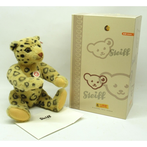 596 - Steiff: 'Teddy Bear Leopard', leopard print alpaca, limited edition of 2008, H40cm, with box and cer... 