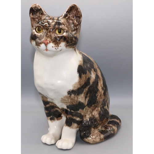 625 - Winstanley Pottery model of a seated tabby cat, size 6, H29.5cm