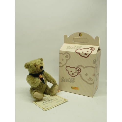 699 - Steiff teddy bears: 'Scouts Centenary', H25cm, with box, and a Danbury Mint 2006 edition bear with m... 