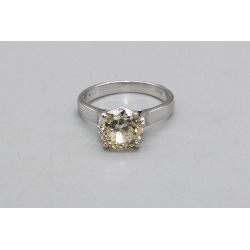 2 - 18ct white gold diamond solitaire ring, the brilliant cut diamond, approx. weight 2.3ct, in claw mou... 
