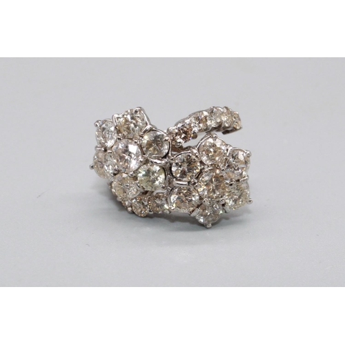 3 - 18ct white gold double shooting star cluster ring, each star set with seven brilliant cut diamonds i... 