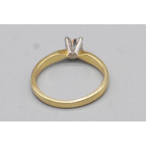 50 - 18ct yellow gold solitaire ring, the brilliant cut diamond in claw setting, approx. weight 0.35ct, s... 