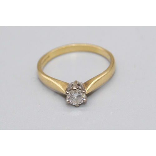 52 - 18ct yellow gold diamond solitaire ring, the brilliant cut claw set diamond approx. weight 0.25ct, s... 