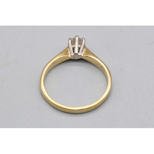 52 - 18ct yellow gold diamond solitaire ring, the brilliant cut claw set diamond approx. weight 0.25ct, s... 
