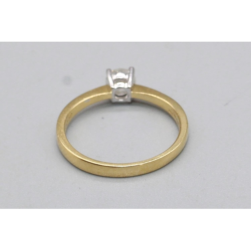 60 - 18ct yellow gold diamond solitaire ring set with single diamond, approx. weight 0.34ct, stamped 750,... 
