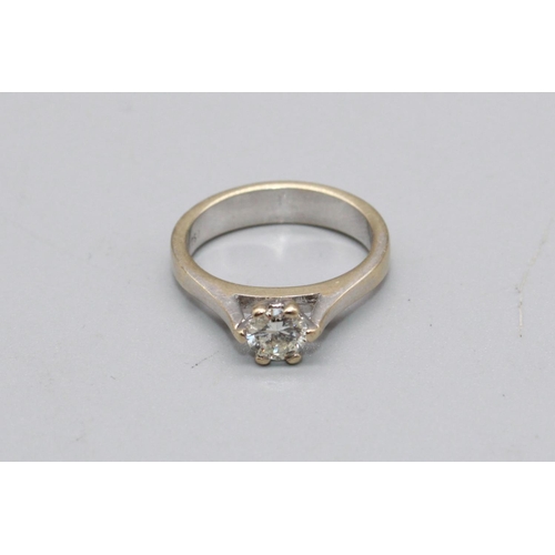 64 - 18ct white gold solitaire ring, set with brilliant cut diamond, approx. weight 0.37ct, stamped 750, ... 