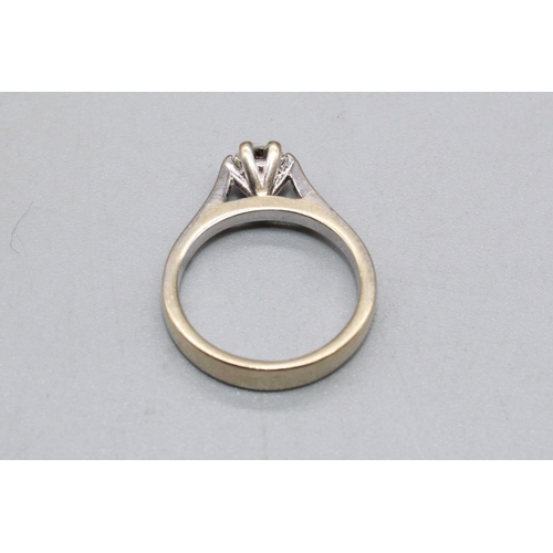 64 - 18ct white gold solitaire ring, set with brilliant cut diamond, approx. weight 0.37ct, stamped 750, ... 