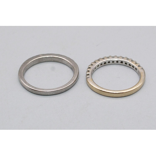 70 - Two 18ct white gold diamond set band rings, both stamped 18 or 750, size L1/2 and J1/2, 5.4g