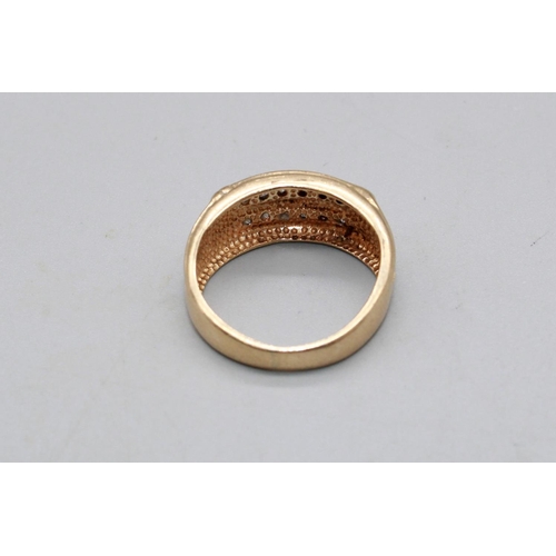 76 - Gents 14ct yellow gold ring set with two rows of brilliant cut diamonds, stamped 14k, size Q1/2, 6.8... 