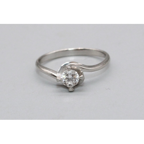 81 - Platinum ring set with diamond in twist mount, weight approx. 0.3ct,  stamped pt950, size M1/2, 3.0g