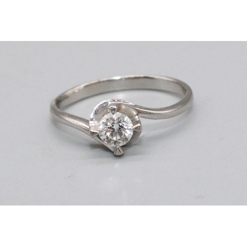 81 - Platinum ring set with diamond in twist mount, weight approx. 0.3ct,  stamped pt950, size M1/2, 3.0g