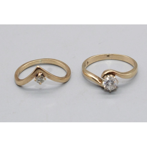 84 - 9ct yellow gold diamond solitaire ring set with brilliant cut diamond approx. 0.33ct, a 9ct yellow g... 