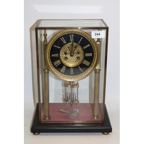 244 - S. Marti et Cie mantle clock movement in four glass perspex case, 5