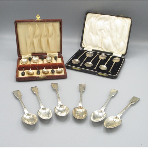 113 - 20th Century, cased set of silver teaspoons with ebonised coffee bean finials by Cooper Brothers & S... 