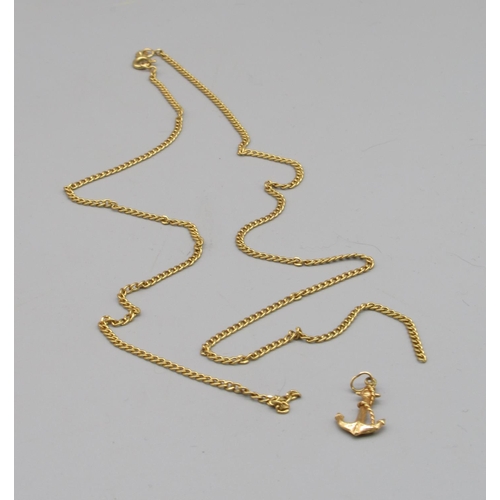 241 - 18ct gold anchor pendant with a 18ct gold chain, both stamped 750, 62cm, 5.5g