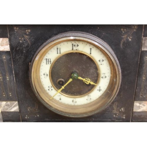 247 - C19th French slate and marble mantel clock, 3 3/4