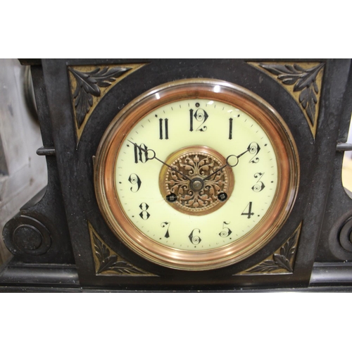 249 - C19th French slate mantel clock, 5 1/4