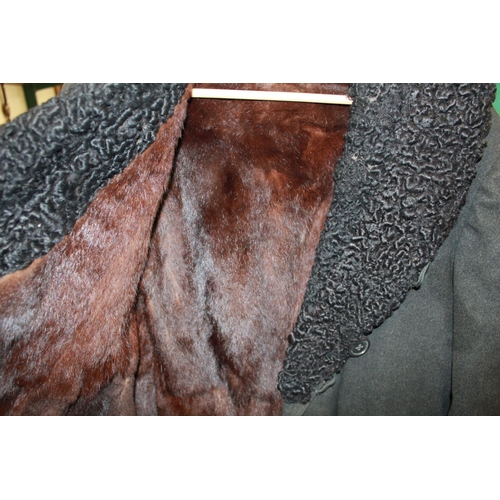 354 - Two long mink coats, one long dark brown mink fur and one black overcoat with full mink lining and a... 