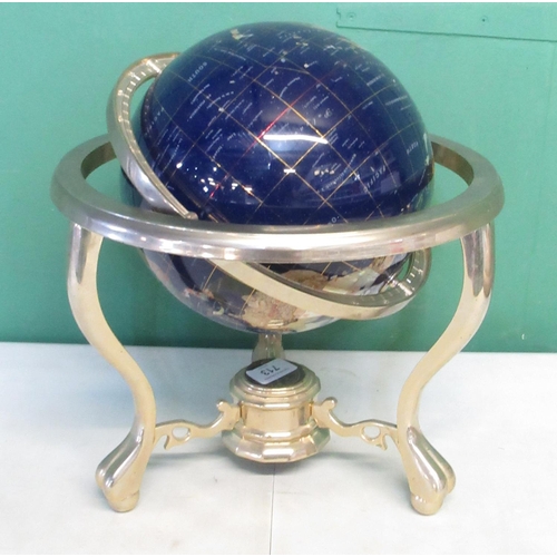 713 - Gemstone type table globe, H40cm