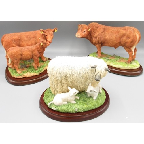 352 - Border Fine Arts cow and sheep figures incl, Limousin Cow & Calf A26090, Herbert & Mum A25070, Limou... 