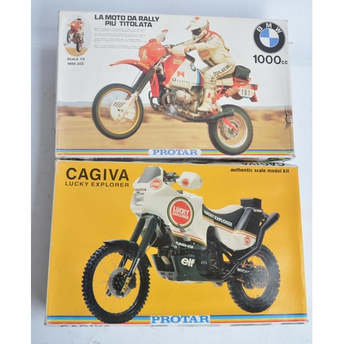 101 - Two rare and unbuilt 1/9 scale moto cross motorbike plastic model kits from Protar to include a Gast... 