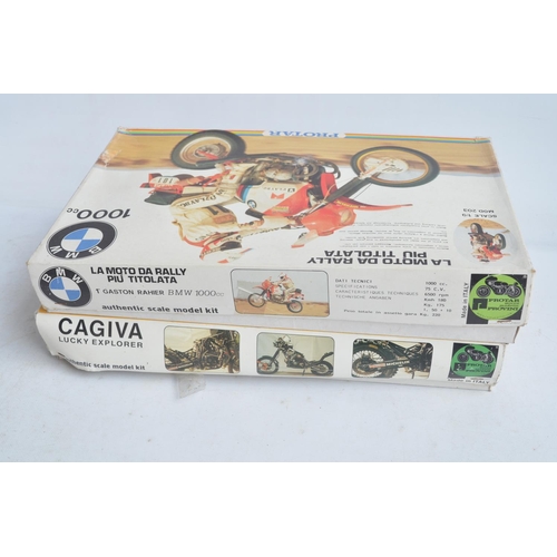 101 - Two rare and unbuilt 1/9 scale moto cross motorbike plastic model kits from Protar to include a Gast... 