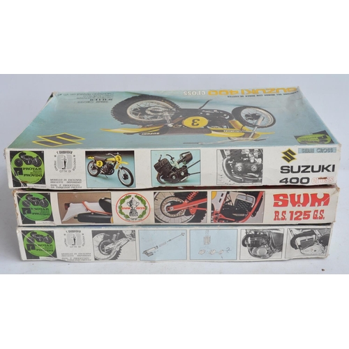 102 - Three unbuilt 1/9 scale moto cross motorbike plastic model kits from Protar to include KTM 