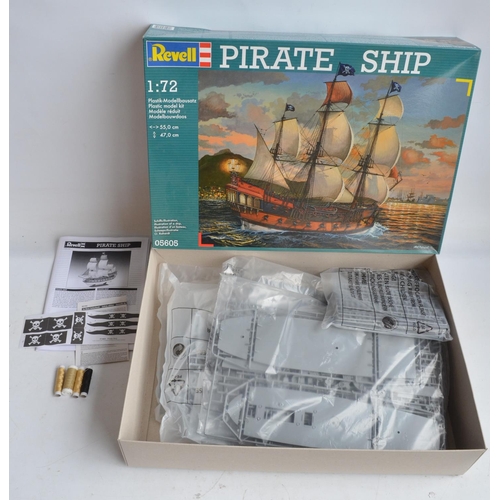 111 - Three unbuilt plastic model sailing ship kits from Revell to include a 1/72 scale Pirate Ship, 1/83 ... 