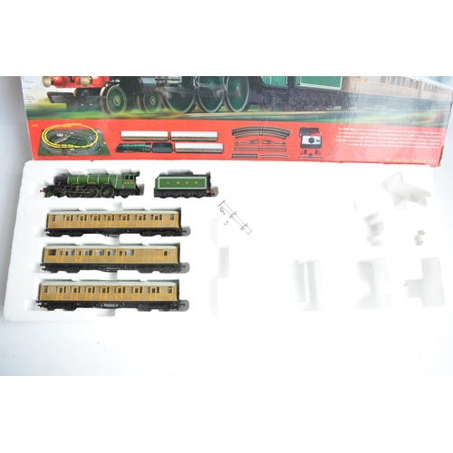 126 - Hornby R1072 Flying Scotsman electric train set (incomplete, loco and 3 teak coaches with sealed acc... 