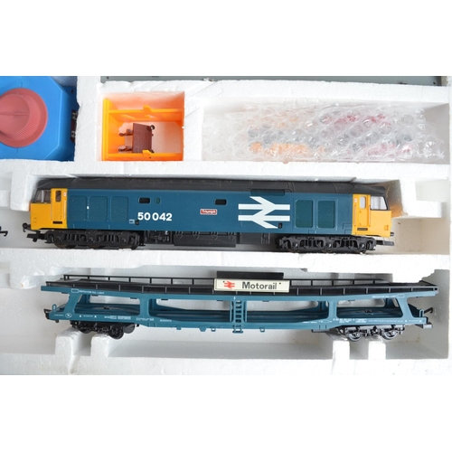 126 - Hornby R1072 Flying Scotsman electric train set (incomplete, loco and 3 teak coaches with sealed acc... 