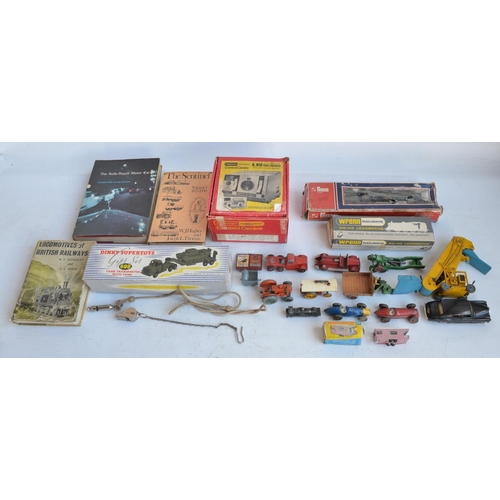 160 - Collection of vintage diecast vehicles, books and railway models to include a Dinky Supertoys 564 el... 