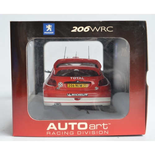 187 - Autoart 1/18 scale highly detailed Peugeot 206WRC, Burns and Reid Rallye Monte Carlo 2003, model in ... 