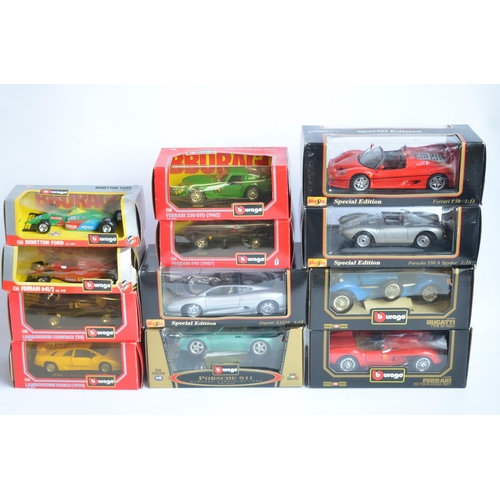 191 - Collection of twelve diecast model cars from Burago and Maisto to include 6x 1/24 scale from Burago ... 