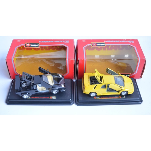 191 - Collection of twelve diecast model cars from Burago and Maisto to include 6x 1/24 scale from Burago ... 