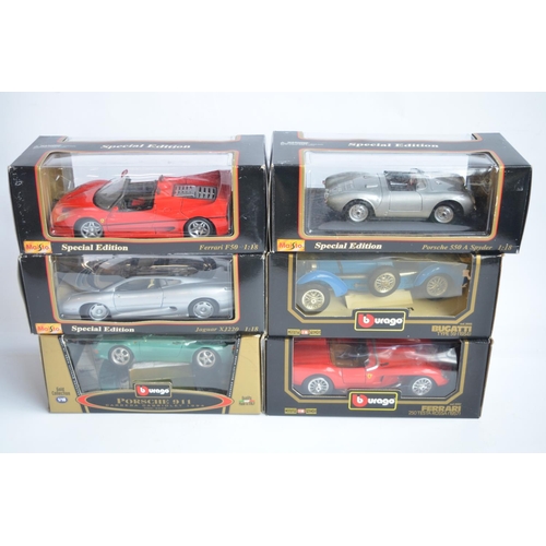 191 - Collection of twelve diecast model cars from Burago and Maisto to include 6x 1/24 scale from Burago ... 