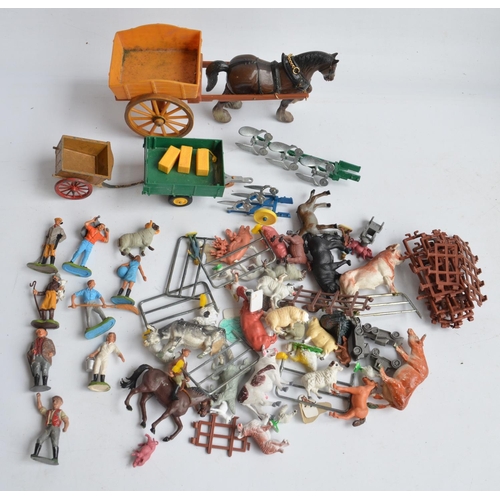 199 - Collection of model vehicles to include a vintage Sanson Rico Junior pressed steel crane truck (dama... 