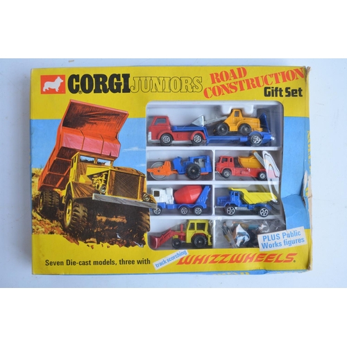 201 - Vintage boxed Corgi Juniors 3024 Road Construction Gift Set, contents near mint, box good for age