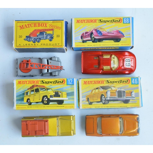 203 - Three vintage Matchbox Superfast diecast model cars with original boxes to include No12 Safari Land ... 