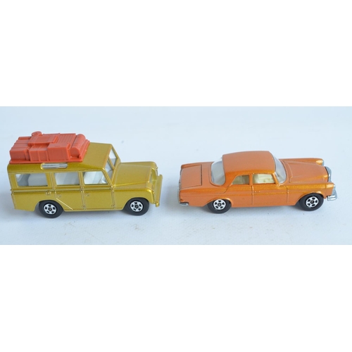 203 - Three vintage Matchbox Superfast diecast model cars with original boxes to include No12 Safari Land ... 