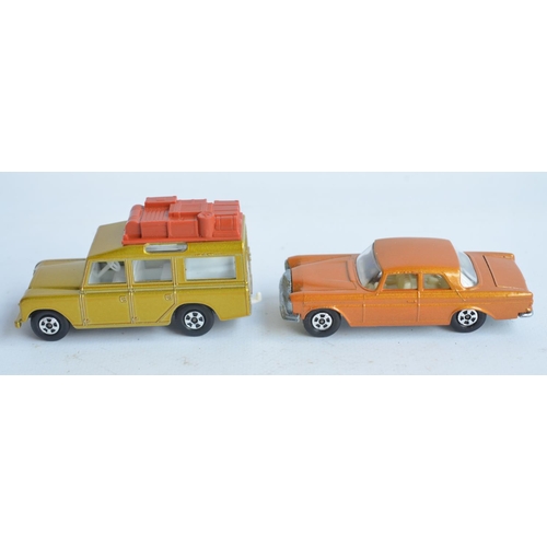 203 - Three vintage Matchbox Superfast diecast model cars with original boxes to include No12 Safari Land ... 