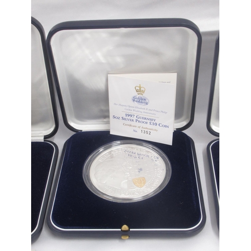 718 - Royal Mint – 1997 Guernsey 5oz silver proof £10 coin No. 1352 of 2500, 1996 Tuvalu Lady of the Centu... 