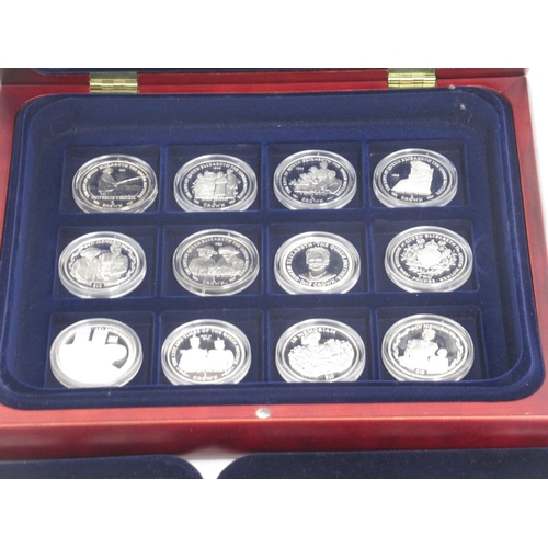 723 - Coin case cont. 36 silver proof coins from The Official Commemorative Coin Collection in Honour of H... 