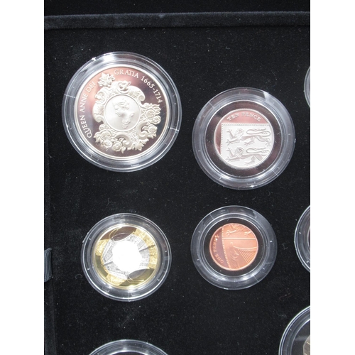 756 - The Royal Mint United Kingdom 2014 Premium proof coin set, a fifteen-coin set in fitted issue case w... 