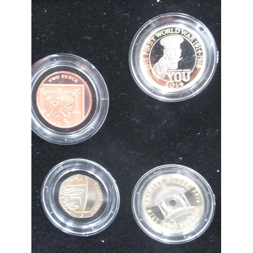 756 - The Royal Mint United Kingdom 2014 Premium proof coin set, a fifteen-coin set in fitted issue case w... 