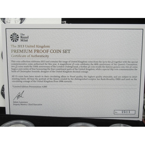 753 - Royal Mint - The 2013 United Kingdom Premium Proof Collection, a sixteen coin set in fitted issue ca... 