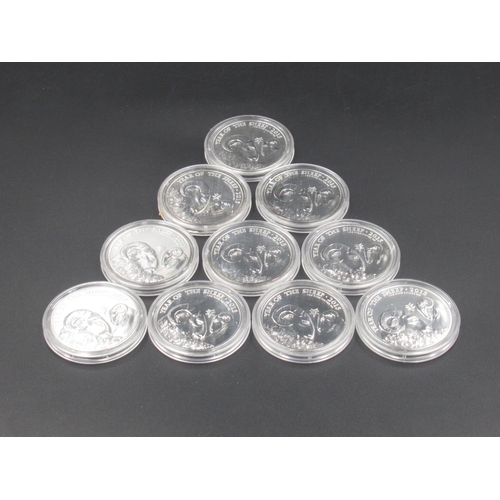 701 - Royal Mint - 10 2015 Year of the Sheep 1oz silver coins, all encapsulated