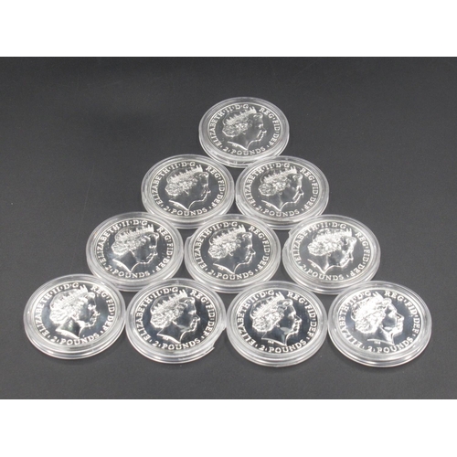 704 - Royal Mint - 10 2014 Year of the Horse 1oz fine silver coins, all encapsulated