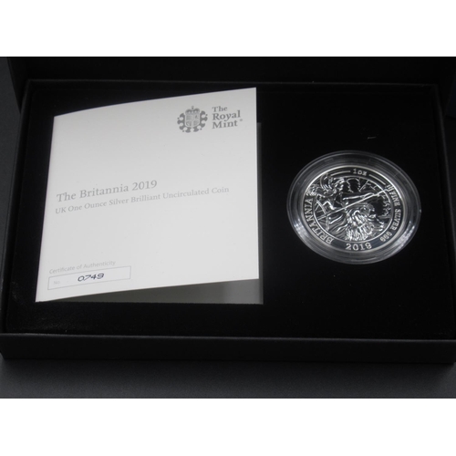 711 - Royal Mint - 10 The Britannia 2019 UK 1 ounce silver brilliant uncirculated coins, Limited edition o... 