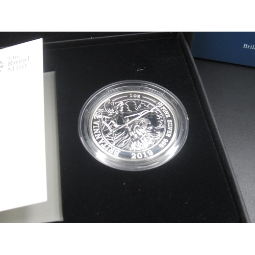 711 - Royal Mint - 10 The Britannia 2019 UK 1 ounce silver brilliant uncirculated coins, Limited edition o... 