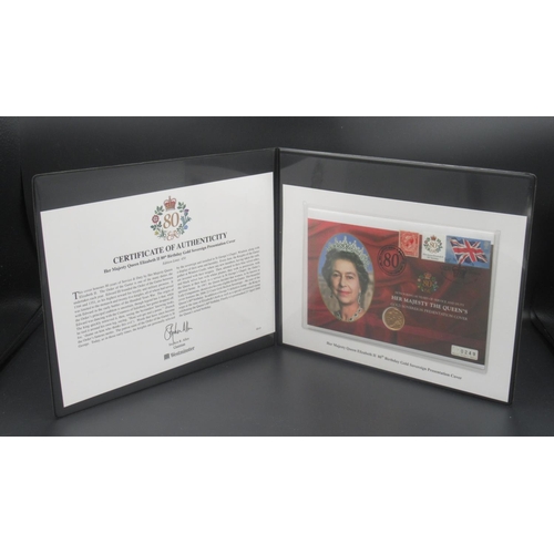 794 - Westminster - Her Majesty Queen Elizabeth II 80th birthday Gold Sovereign Presentation Cover, Limite... 